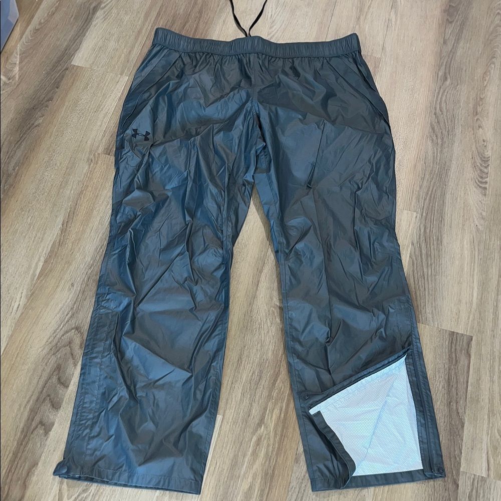 Gray UA ACE Waterproof Nylon Coated Pullover Bag Golf Rain Pants Trousers XXL
